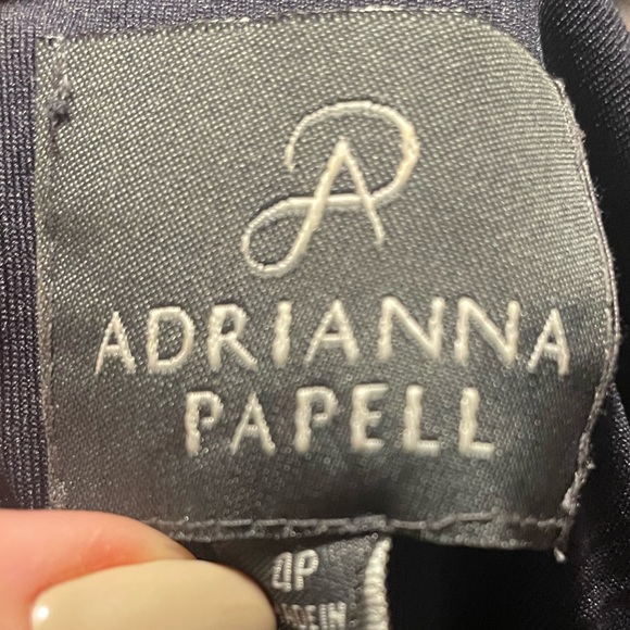 Adriana Papell Navy Eyelash Lace Cocktail Dress - Picture 2 of 4